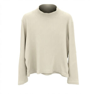 Magic Mountain Cream Ribbed Mock Neck Top Size L Neutral Minimalist Vintage Insp